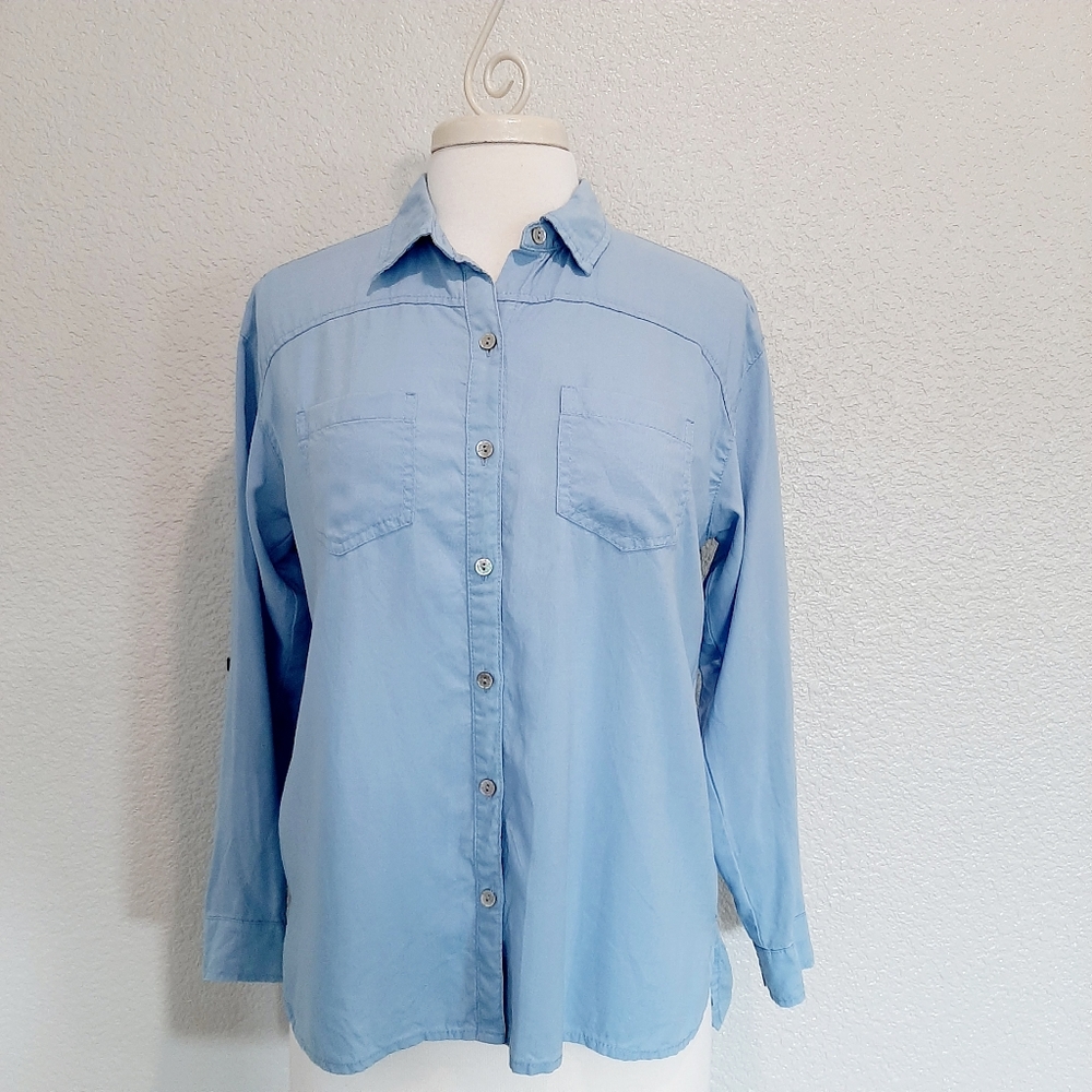 J. Jill Chambray Blue Full Button Up Size XS